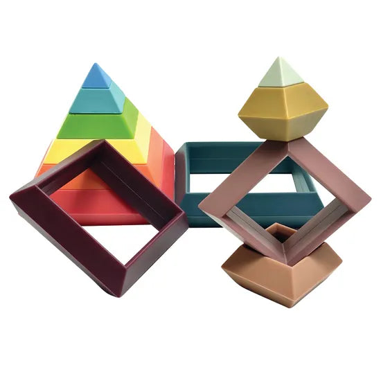 Silicone Stacking Pyramid Blocks 12 Pieces - Modern Teaching Aids NZ