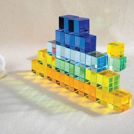 Acrylic Cubes with Wooden Tray - Set of 100 - Modern Teaching Aids NZ