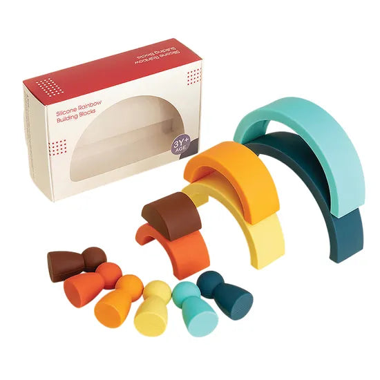 Silicone Rainbow Stacker and People 12 Pieces - Modern Teaching Aids NZ