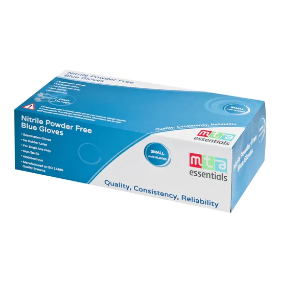 MTA Essentials Nitrile Gloves Blue Small - Pack of 100