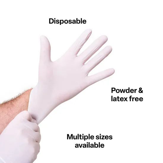 MTA Essentials Nitrile Gloves White Large - 10 x Pack of 100