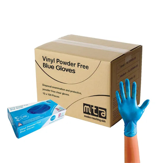 Vinyl Gloves Blue Medium - 10 x Pack of 100