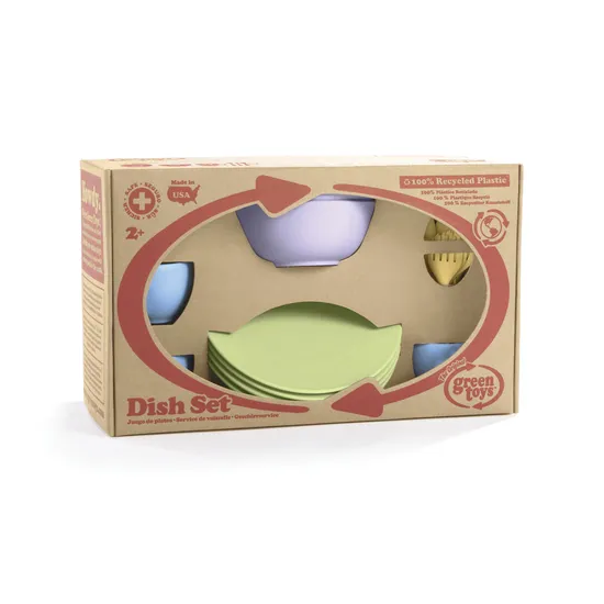 Green Toys Dinner Dish Set Recycled Plastic - 24 Pieces - Modern Teaching Aids NZ