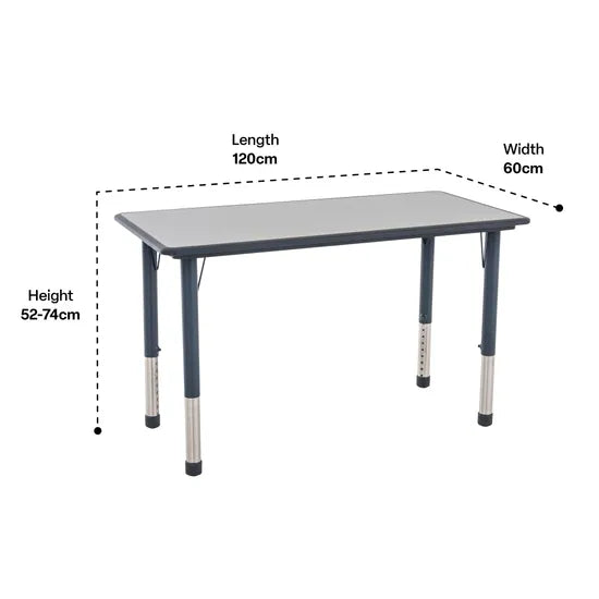 Ergerite Rectangular Table -120x60cm - 52-74cm high - Modern Teaching Aids NZ