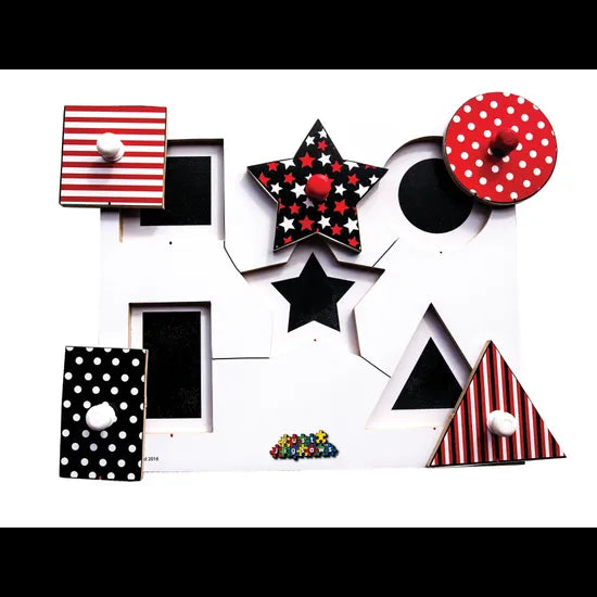 Black & White Shapes Peg Puzzle 5pc - Modern Teaching Aids NZ