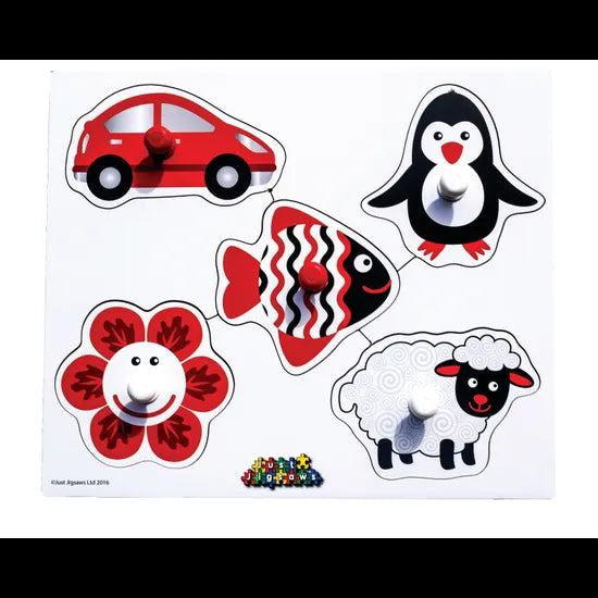 Black & White Objects Peg Puzzle 5pc - Modern Teaching Aids NZ