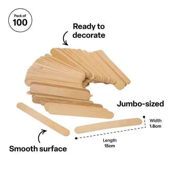 Jumbo Pop Sticks - Pack of 100 - Modern Teaching Aids NZ
