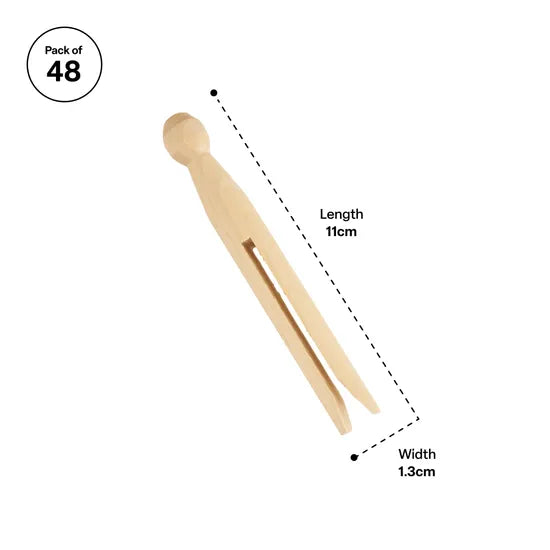 Wooden Natural Dolly Pegs 11 cm - Pack of 48