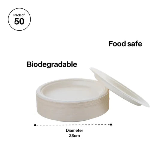 White Sugar Cane Eco Plate 18cm - Pk 50 - Modern Teaching Aids NZ