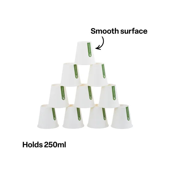 White Eco Paper Cups 8OZ - Pack of 50 - Modern Teaching Aids NZ
