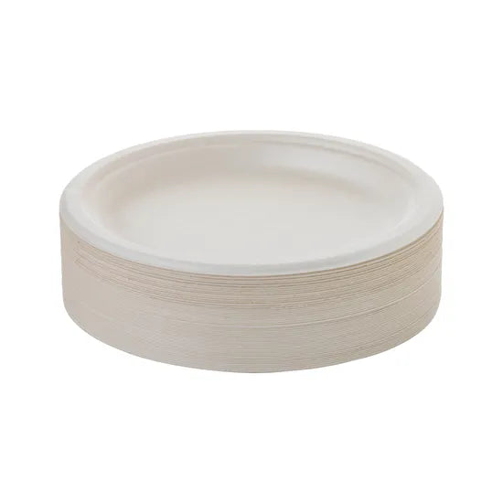 White Sugar Cane Eco Plate 23cm - Pk 50 - Modern Teaching Aids NZ