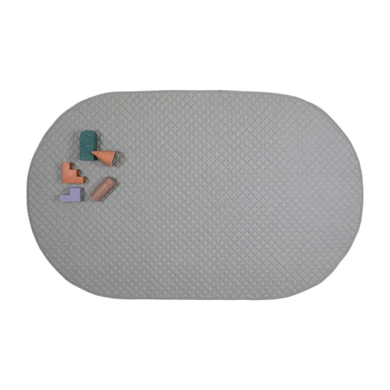 Quilted Oval Playmat Grey 200 x 120cm - Modern Teaching Aids NZ