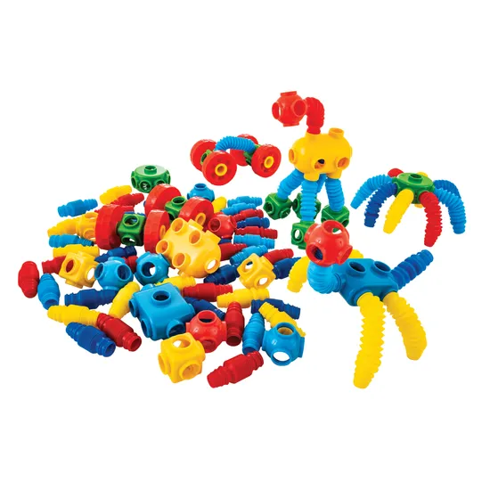 Stretchy Tubes & Wheels Construction -90 pieces - Modern Teaching Aids NZ