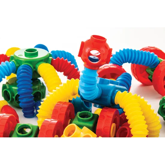 Stretchy Tubes & Wheels Construction -90 pieces - Modern Teaching Aids NZ