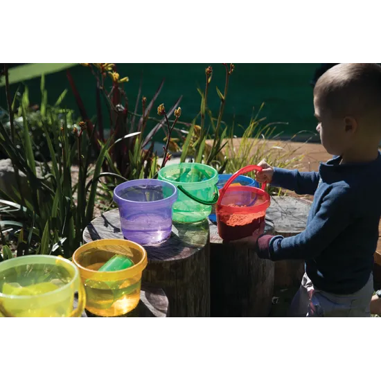 Rainbow Translucent Buckets Set of 6 - Modern Teaching Aids NZ