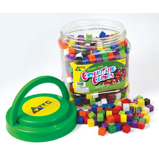 Teachables Plastic Counting Cubes - 1cm, 10 Colours, 1000 Pieces - Modern Teaching Aids NZ