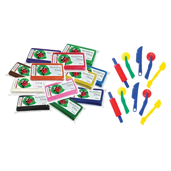 Creatistics Modelling Clay - Kit of 12 + Tools
