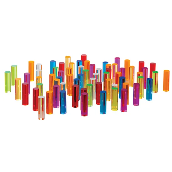 Teachables - Acrylic Coloured Cylinders - 70 Pieces - Modern Teaching Aids NZ