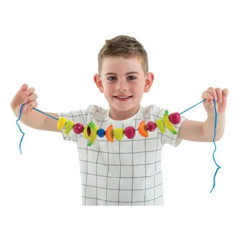 Lacing Fruit 34 Beads and 2 Laces - Modern Teaching Aids NZ