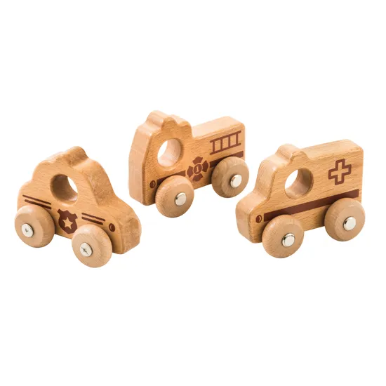 Wooden Emergency Services Vehicles - Set of 3 - Modern Teaching Aids NZ