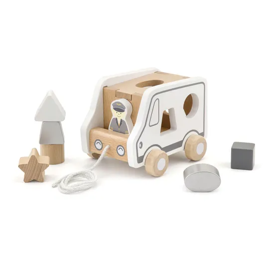 Pull Along Shape Sorting Truck - Grey Tones - Modern Teaching Aids NZ