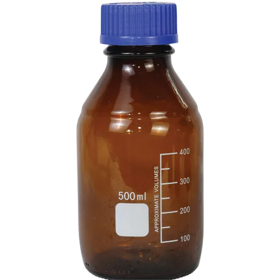 Quality Reagent Bottle - Amber - Round - 500ml - Modern Teaching Aids NZ