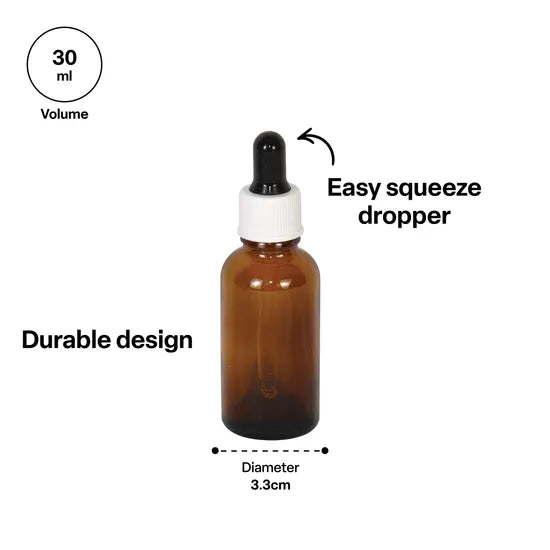 Silicone Dropper Bottle - Amber, 30 ml - Modern Teaching Aids NZ