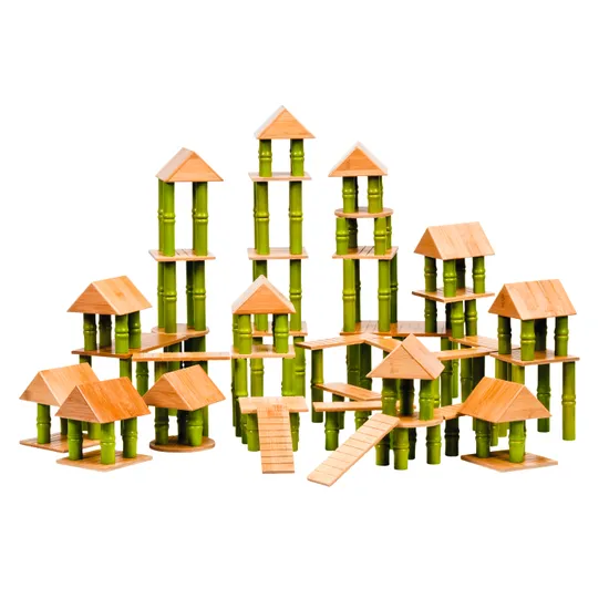 Bamboo Building Blocks 80 Pieces - Modern Teaching Aids NZ