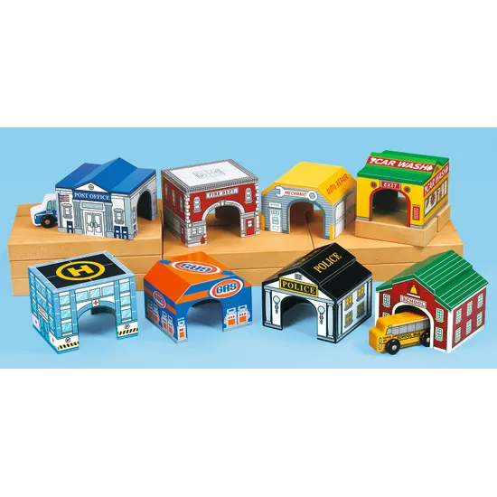 Community Vehicles & Garages Set Of 18 - Modern Teaching Aids NZ