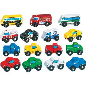 Lakeshore Learning Wooden Community Cars - Set of 15 - Modern Teaching Aids NZ