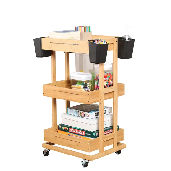 Bamboo Storage Trolley - 3 Tier - Modern Teaching Aids NZ