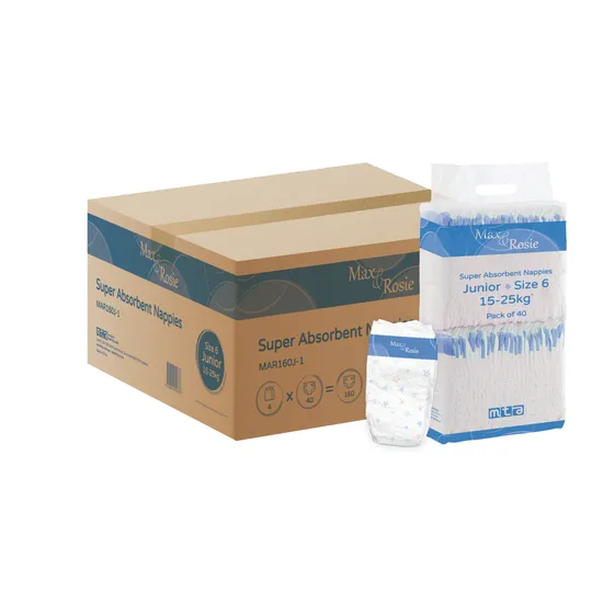 Max & Rosie Nappies - Junior, 15-25 kg, Pack of 160