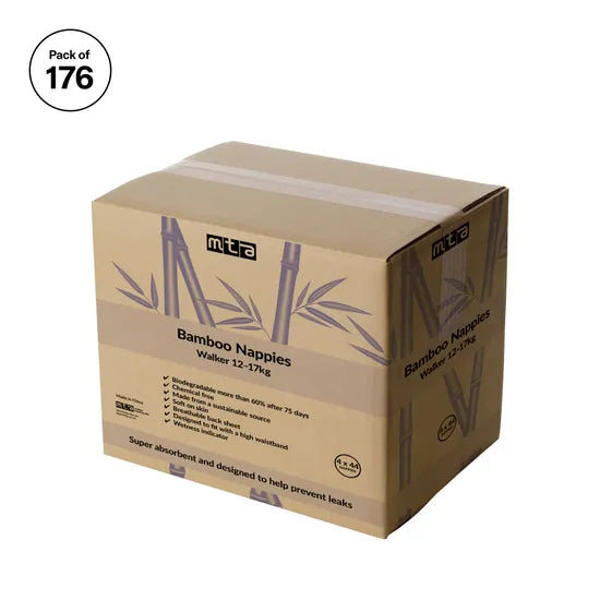 Bamboo Nappies - Walker, 12-17 kg, Pack of 176