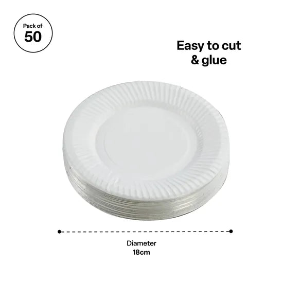 Unwaxed Round Paper Plates 18cm - Pack of 50 - Modern Teaching Aids NZ
