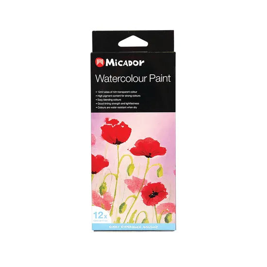 Micador Watercolour Paint 12ml Tube - Set of 12 - Modern Teaching Aids NZ