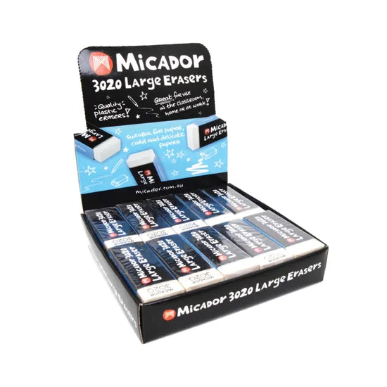 Large Eraser - Micador 3020 - Box of 20 - Modern Teaching Aids NZ