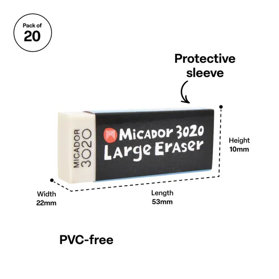 Large Eraser - Micador 3020 - Box of 20 - Modern Teaching Aids NZ