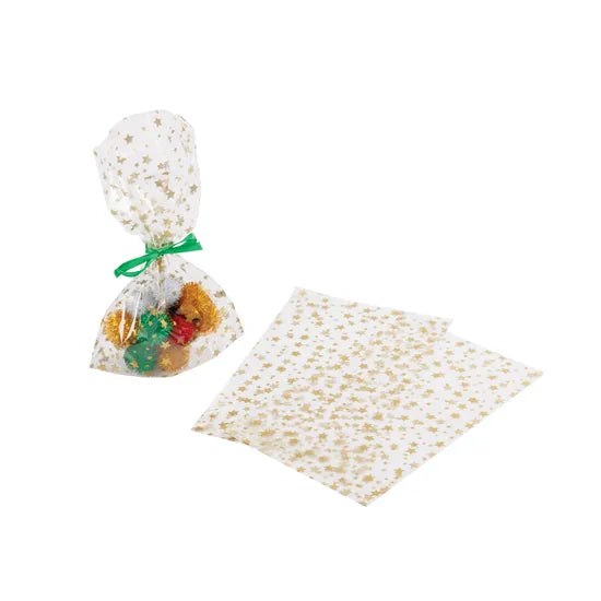 Christmas Cello Star Print Bags Pack of 25 - Modern Teaching Aids NZ