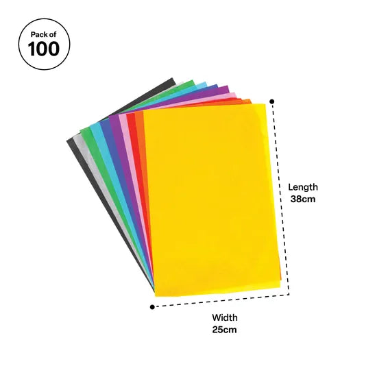 Assorted Tissue Paper (250 x 380mm) - Pack of 100 - Modern Teaching Aids NZ