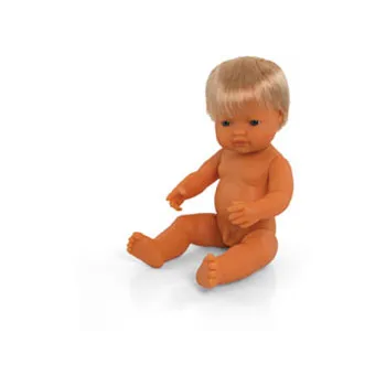 Caucasian Boy Baby Doll with Hair - 38cm - Modern Teaching Aids NZ