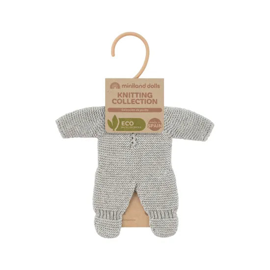 Miniland Knitted Doll Pyjamas 21cm Grey - Modern Teaching Aids NZ