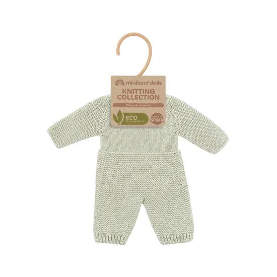 Miniland Knitted Doll Pyjamas 32cm Green - Modern Teaching Aids NZ