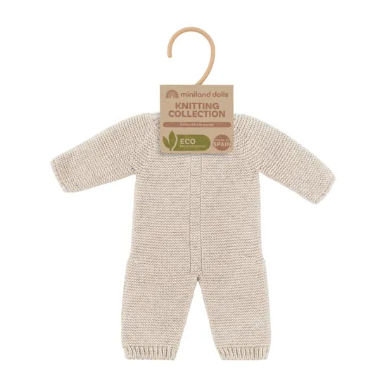 Miniland Knitted Doll Pyjamas 38cm Linen - Modern Teaching Aids NZ