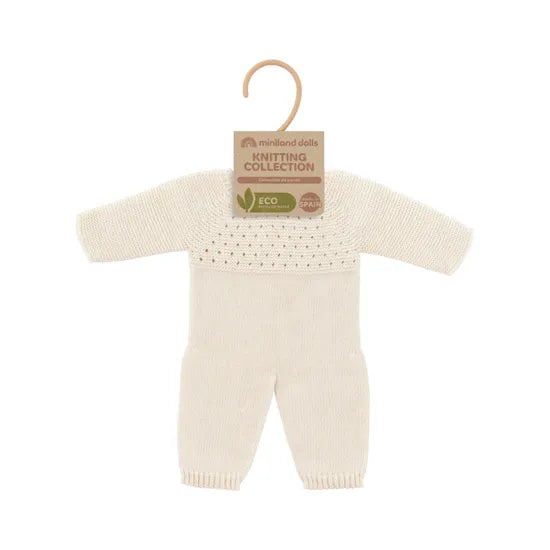 Miniland Knitted Doll Pyjamas 40cm White - Modern Teaching Aids NZ