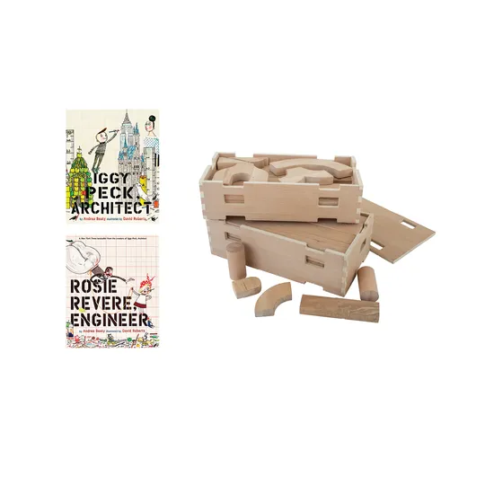 Wooden Blocks & Books STEM Set