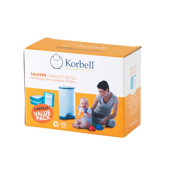 Korbell Nappy Bin Refills 16 L - Pack of 3 - Modern Teaching Aids NZ