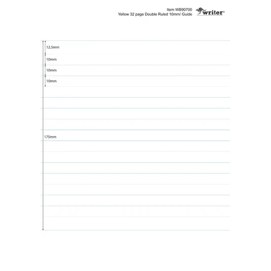 Writer Student Notebook Yellow 175x240 mm 10 mm 32p - Modern Teaching Aids NZ