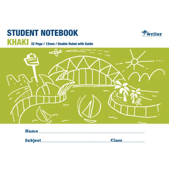 Writer Student Notebook Khaki 175x240 mm 12 mm 32p - Modern Teaching Aids NZ