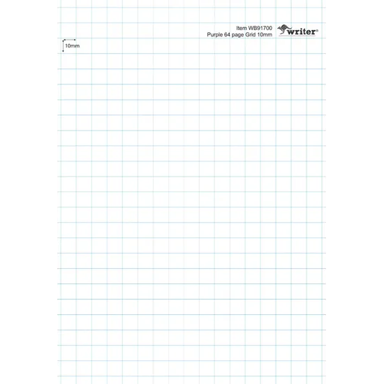 Writer Grid Student Notebook Purple 250x175 mm 10 mm 64p - Modern Teaching Aids NZ