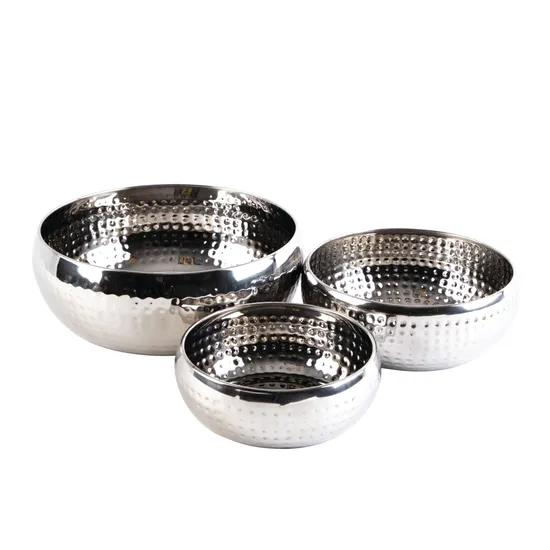 Hammered Silver Bowls - Pack of 3